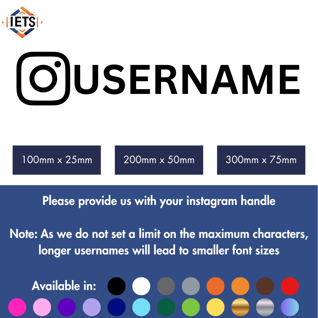 Instagram Username Car Decal