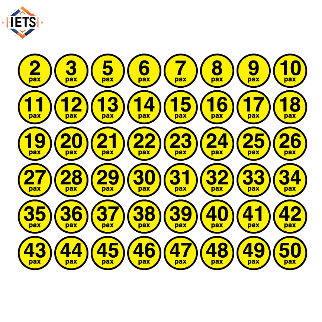 [LTA Approved] Maximum Passenger Capacity for commercial vehicles sticker | 15cm 2~50 pax High Quality Vinyl Car Decal