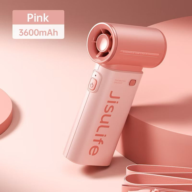 JISULIFE Life9 3600/5000mAH Portable Handheld Mini Fan 5 Speed Control Turbo Jet Rechargeable Fans for Travel