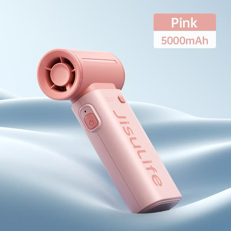 JISULIFE Life9 3600/5000mAH Portable Handheld Mini Fan 5 Speed Control Turbo Jet Rechargeable Fans for Travel